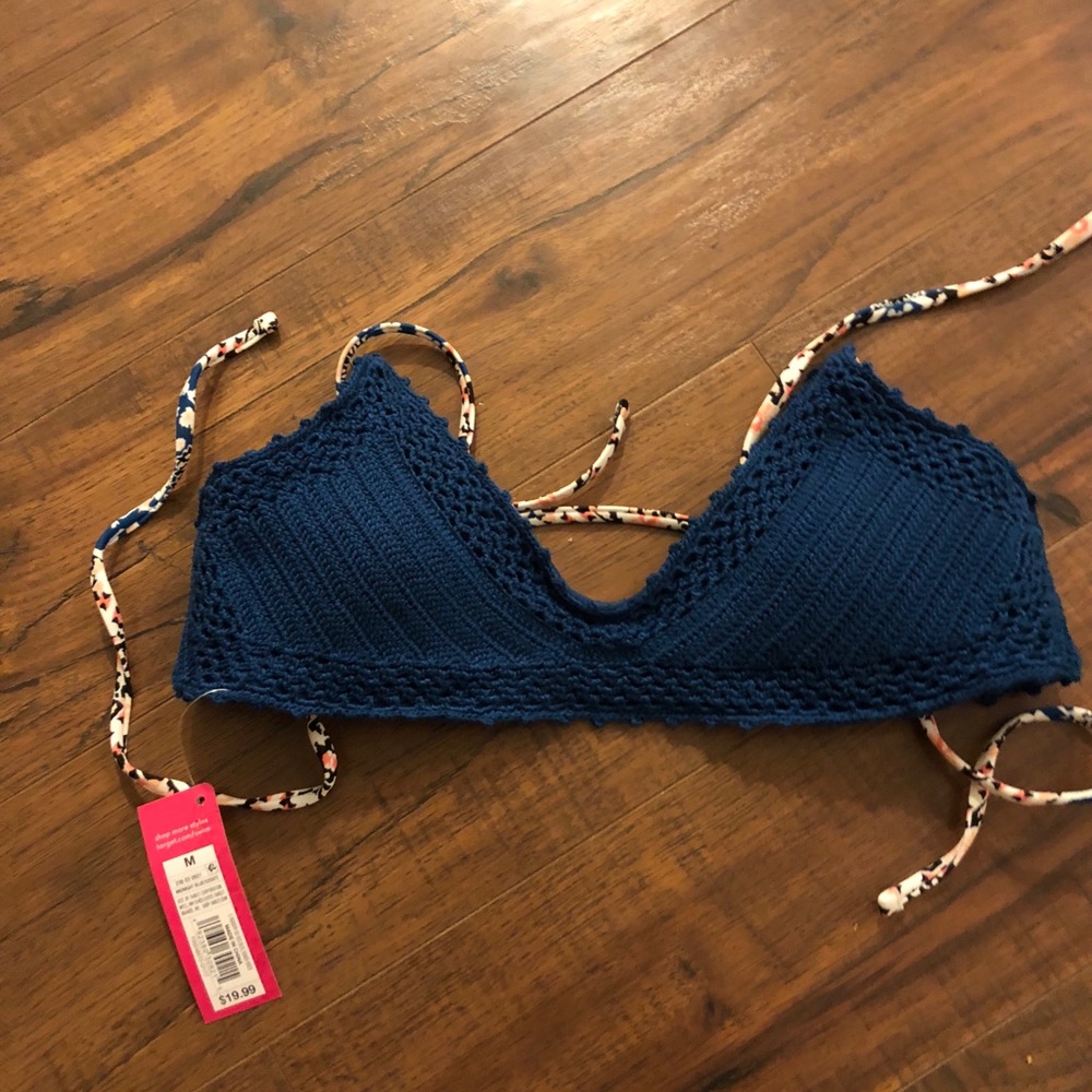 Target Merona crochet bikini top in blue! Size M